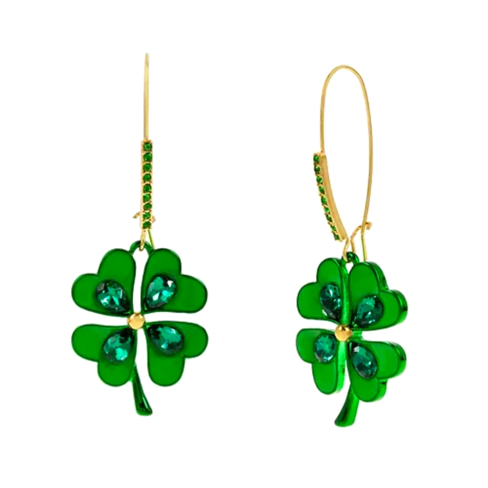 Betsey Johnson 4 leaf clover earrings - Picture 1 of 4